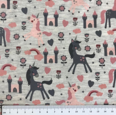 Jersey | LOVELY UNICORN Einhörner | rosa grau